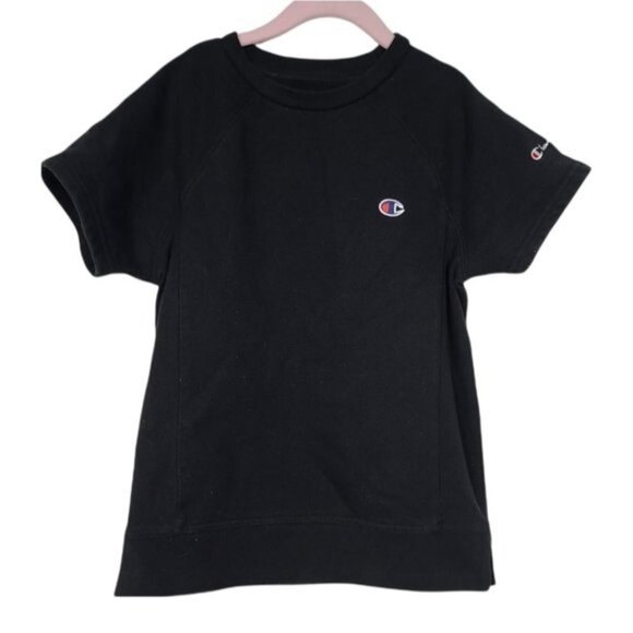 Champion Thick Pullover Short Sleeve Black Top Girls S - Picture 1 of 6